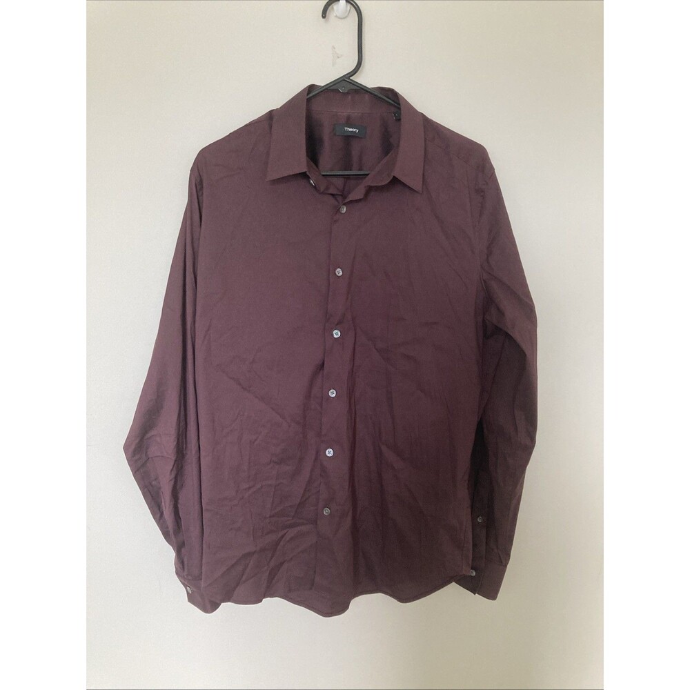 Theory Shirt Mens XL Purple Solid Long Sleeve Button Up Dress Business Stretch